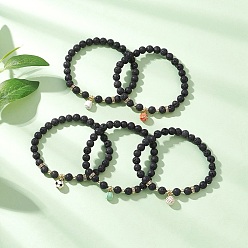 Mixed Shapes 5шт. 5 стили спортивная тематика латунные эмалевые браслеты с подвесками, браслеты из натуральной лавы с круглыми бусинами для мужчин и женщин, разнообразные, внутренний диаметр: 2-1/4 дюйм (5.8 см), 1 шт / стиль