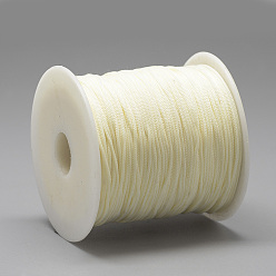 Light Goldenrod Yellow Polyester Cords, Light Goldenrod Yellow, 0.8mm, about 131.23~142.16 yards(120~130m)/roll