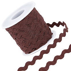 Темно-Коричневый  Бахрома изгиба волн, с пластиковыми пустыми катушками, для тканевого платья своими руками изготовление украшения, темнокоричневый цвет, отделка: около 3/16 дюйм~3/8 дюйм(5~8.5мм), около 27.34 ярдов (25 м) / рулон