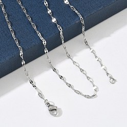 Stainless Steel Color 2.3MM 304 Stainless Steel Dapped Chain Necklaces for Women, Tarnish Free, Stainless Steel Color, 19.69 inch(50cm)