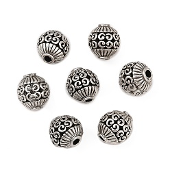 Thailand Sterling Silver Plated Сплавочные овальные бусины тибетского стиля , круглые, без кадмия и без свинца, Таиланд, стерлинговое серебро, покрытие, 12x11 мм, отверстие : 2.5 мм