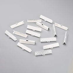 Серебро 304 концы обжимные ленты нержавеющие, серебряные, 7x25x6 мм, отверстие : 1.5x3 мм