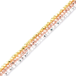 Mixed Color Electroplated Synthetic Non-magnetic Hematite Beads Strands, Faceted, Polygon, Mixed Color, 2.5~3mm, Hole: 0.8mm, about 147pcs/strand, 15.63 inch(39.7cm)