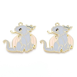 Светло-Синий Подвески из эмали и сплава, золотой свет, очарование птерозавра, голубой, 29.5x32x1.5 мм, отверстие : 2 мм