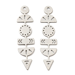 Нержавеющая Сталь Цвет Не тускнеющие 201 подвески из нержавеющей стали, геометрический шарм-бар, цвет нержавеющей стали, 48x12x1 мм, отверстие : 1.8 мм