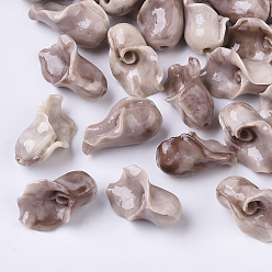 Розово-Коричневый Синтетических коралловых бусин, окрашенные, два тона, каллы, розово-коричневый, 15x10x9 мм, отверстие : 1.5 мм