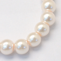 Antique White Baking Painted Pearlized Glass Pearl Round Bead Strands, Antique White, 4~5mm, Hole: 1mm, about 210pcs/strand, 31.4 inch