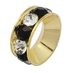 Разноцветный Класс ходит бисером горный хрусталь латунь, супруг баскетбола шариков прокладки для изготовления ювелирных изделий, рондель, золотые, красочный, 10x4 мм, отверстие : 5 мм