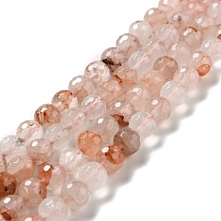 Ferruginous Quartz Natural Hematoid Quartz/Ferruginous Quartz Beads Strands, Fire Quartz, Faceted(128 Facets), Round, 8.5mm, Hole: 1mm, about 45pcs/strand, 14.96 inch(38cm)