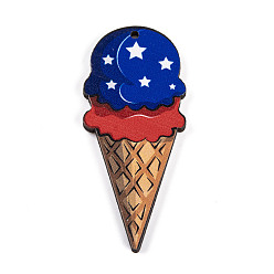 Ice Cream Печатные подвески дерева, мороженое, 54.5x23x2.5 мм, отверстие : 2 мм