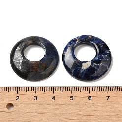 Sodalite Natural Sodalite Pendants, Donut/Pi Disc Charms, 27.5~28x4.5~5.5mm