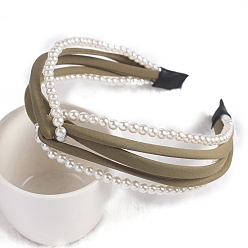 Хаки Ткань ленты для волос, с пластиковой жемчужины, аксессуары для волос для женщин и девочек, хаки, нет размера