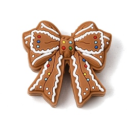 Camel Christmas 3D Silicone Beads, Focal Beads, Gingerbread Bowknot, Camel, 27x28x10.5mm, Hole: 3.5mm