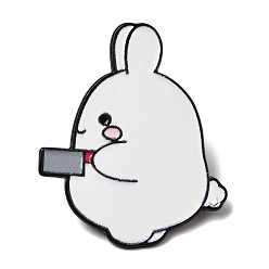 Белый Эмалевые булавки кролика, булавки для лацканов из сплава для одежды рюкзака, чёрные, белые, 35x29.5 мм