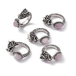 Кунсайт Кольца-манжеты из натурального кунцита в виде головы дракона, старинные серебряные латунные открытые кольца для женщин, 5 мм, внутренний диаметр: американский размер 8 1/4 (18.3 мм)