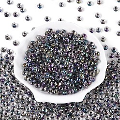 Черный Внутренние цвета прозрачные стеклянные бусины, рондель, чёрные, 6x4 мм, отверстие : 2 мм, Около 2000 шт / 450 г