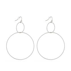 Нержавеющая Сталь Цвет 304 из нержавеющей стали болтаться серьги, с пластиковыми гайками уха, , кольцо, цвет нержавеющей стали, 75 мм, штифты : 0.6 мм