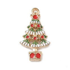 Рождественская елка Рождественские эмали сплава подвески, золотой свет, рождественская елка, 29x16x4 мм, отверстие : 1.2 мм