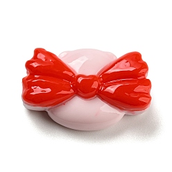 Красный Кабошоны из непрозрачной смолы на тему свиньи, смешная свинья с бантиком, красные, 17.5x26.5x8.5 мм