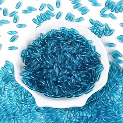 Стально-синий Стеклянные бусины прозрачных цветов, овальные, стальной синий, 9x4 мм, отверстие : 1.2 мм, Около 1875 шт / фунт