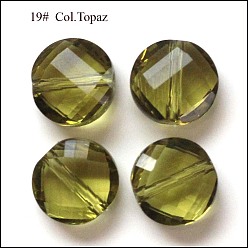 Цвет Оливы Имитация Австрийские кристаллические шарики, класс AAA, граненые, плоско-круглые, оливковый, 8x4 мм, отверстие : 0.9~1 мм