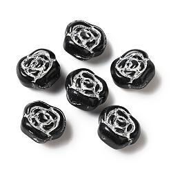 Черный Непрозрачные бусины лэмпворк, роза, чёрные, 13x8 мм, отверстие : 1 мм, Около 58~70 шт / 100 г