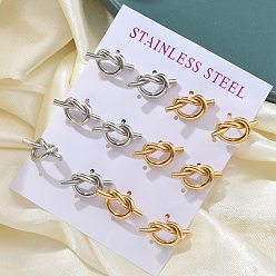 Золотой & Цвет Нержавеющей Стали 304 из нержавеющей стали серьги, вакуумные покрытия, узел, золотые и нержавеющая сталь цвет, 8.5x17 мм, 12 шт / комплект