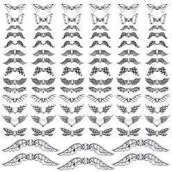 Antique Silver 150Pcs 15 Styles Tibetan Style Alloy Fairy Wing Beads, Cadmium Free & Lead Free, Antique Silver, 6.5~22x5~52x3~4mm, Hole: 1~1.8mm, 10pcs/style