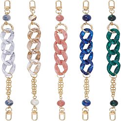 Mixed Color 5Pcs 5clors Acrylic Oval Link Bag Straps with Alloy Ring, Iron Chain, Bag Replacement Accessories, Mixed Color, 28.7x2.55cm, 1pc/color