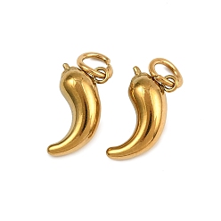 Hot Pepper 304 подвески из нержавеющей стали, с прыжковых колец, тема еды, золотые, острый перец, 15.5x11x5.5 мм, отверстие : 4 мм