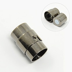 Черный Цвет Металла Латунная фиксирующая трубка магнитные застежки, колонка, металлический черный , 19x12 мм, отверстие : 10 мм