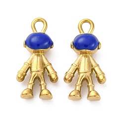Синий 304 нержавеющей стальной эмали подвески, ионное покрытие (ip), реальный 18 k позолоченный, прелести робота, синие, 24x11.5x6.5 мм, отверстие : 3x2.5 мм