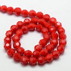 Mixed Color Eco-Friendly Glass Round Bead Strands, Faceted(32 Facets), Mixed Color, 4mm, Hole: 1mm, about 88~90pcs/strand, 28~30cm
