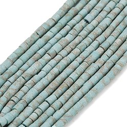 Нектар Окрашенные синтетические бирюзовые бусы нити, колонка, нектар, 2~2.5x2~3 мм, отверстие : 0.7 мм, около 140~143 шт / нитка, 12.40''~12.60'' (31.5~32 см)