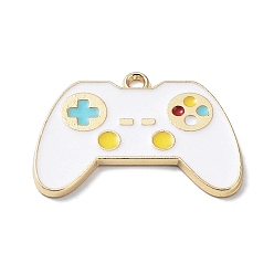 Белый Подвески из эмали и сплава, золотой свет, геймпад очарование, белые, 18x26x1.5 мм, отверстие : 1.6 мм