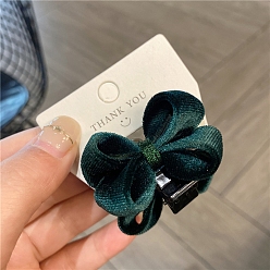 чирок Пластиковые заколки-коготь для волос для женщин и девочек, с бархатным бантом и железной фурнитурой, зелено-синие, 35 мм