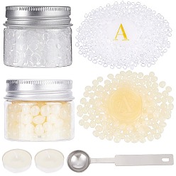 (52) Непрозрачная лаванда 2 коробки 2 цвета овальные восковые гранулы, бусины из горячего расплавленного воска для винтажной сургучной печати, с 2плоскими круглыми свечами и ложкой из нержавеющей стали 1шт., разноцветные, гранулы воска: 0.55~0.6x0.5~0.55x0.5см, Около 201 шт / коробка, 1 цвет / коробка