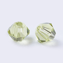 Yellow Green Imitation Austrian Crystal Beads, Grade AAA, Faceted, Bicone, Yellow Green, 3x3mm, Hole: 0.7~0.9mm