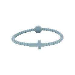 Стально-синий Детские силиконовые эластичные браслеты с крестом для девочек и мальчиков, стальной синий, 7-5/8 дюйм (19.5 см)