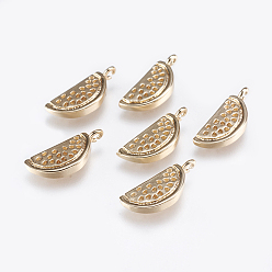 Настоящее золото 18K Латунные подвески, арбуз, реальный 18 k позолоченный, 15x6x2 мм, отверстие : 1.5 мм