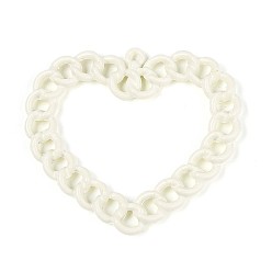 Белый Акриловые подвески краскораспылительные, сердце, без кадмия, без никеля и без свинца, белые, 45x49x3 мм, отверстие : 1.8 мм