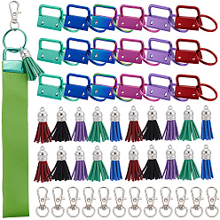 (52) Непрозрачная лаванда Набор для изготовления брелка своими руками, включая концы железной ленты, сплав поворотный Lobster Claw застежками, Искусственные замши кисточкой подвесные украшения, разноцветные