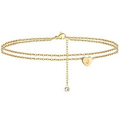 Letter J Браслеты на лодыжку из латуни с хрустальными стразами, золотые, буква J, 9-1/8 дюйм (230 мм)