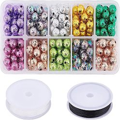 Mixed Color DIY Bead Stretch Bracelets Making Kits, Including 10 Colors Electroplated Natural Lava Rock Round Beads and Elastic Crystal Thread, Mixed Color, Beads: 8~9mm, Hole: 1~1.2mm, 250pcs/set, Thread: 0.8mm, about 10m/roll, 2roll/set