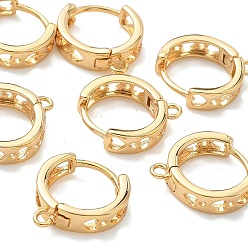 Real 18K Gold Plated SHEGRACE Brass Hoop Earrings Findings, Cadmium Free & Nickel Free & Lead Free, with Loop, Real 18K Gold Plated, 13x11x3mm, Hole: 1~1.2mm