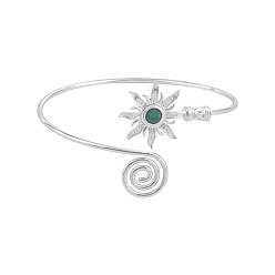 Серебро Регулируемые браслеты-манжеты из сплава с синтетической бирюзой, солнце, серебряные, внутренний диаметр: 3-3/8 дюйм (8.7 см)