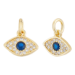 Настоящее золото 18K 10подвески из латуни с микропаве из кубического циркония, Очарование лошадиных глаз, с целью перехода в кольце, реальный 18 k позолоченный, 8.5x10.5x2 мм, отверстие : 3 мм