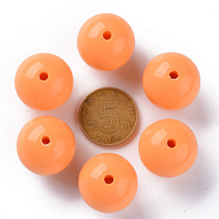 Orange Opaque Acrylic Beads, Round, Orange, 20x19mm, Hole: 3mm, about 111pcs/500g