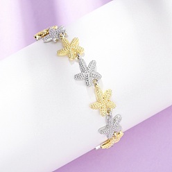 Морская звезда Браслеты из латунной цепочки для женщин, платиной и золотом, морская звезда, 7-1/4 дюйм (18.4 см), ссылка: 16x11.5x2.5 mm