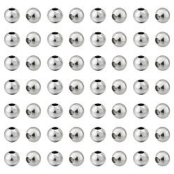 Нержавеющая Сталь Цвет 80шт. 304 круглые бусины из нержавеющей стали с швом, для изготовления ювелирных изделий, цвет нержавеющей стали, 5x4.5 мм, отверстие : 2 мм